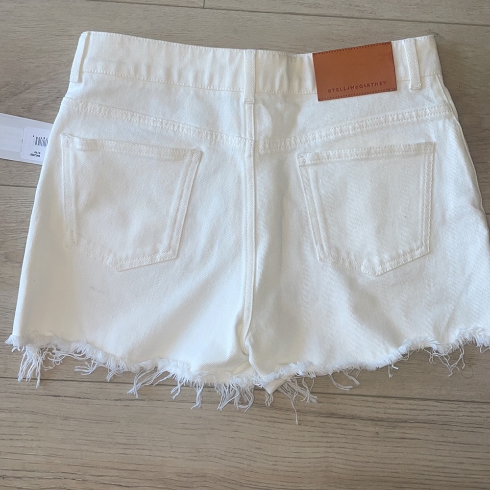 Stella McCartney White Denim Shorts With Logo - Picture 7 of 8